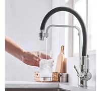 3 Way Hot and Cold Water Direct Drinking Kitchen Sink Faucet with 360° Rotation, Single Hole Multi-Function Design(A)