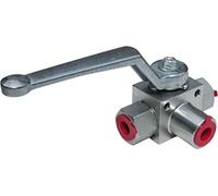 3 Way Hydraulic Ball Valve 1/4" BSP Threads with Mounting Holes - 500 Bar Working Pressure