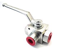 3 Way Hydraulic Ball Valve 3/4" BSP - with 'T' Ported Configuration - 500 Bar Max Working Pressure