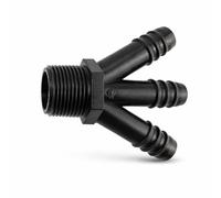 3 Way Irrigation Connector Y Splitter 16mm - 3 x 16mm Barbed Outlets with 3/4 Inch BSP Male Thread Inlet - UV Resistant Drip Irrigation Hose Connector for Garden Watering, Greenhouse, Hydroponics