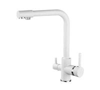 3-Way Kitchen Faucet 360° Swivel Osmosis Water Filter Tap with Dual Handles White 3-in-1 Sink for Drinking Grifo de Cocina Fregadero