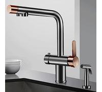 3-Way Kitchen Faucet, Brass Rotary Air Tap, Multifunctal Sink Mixer, Black & Rose d, Gray & Rose d, & Slish Design for Modern Kitchens
