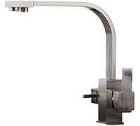 3-Way Kitchen Faucet, Brushed Oatmeal Finish, Swivel Spout, 2-Handle Design, 3-in-1 Drinking Water Filter, Home Kitchen Sink Mixer Tap