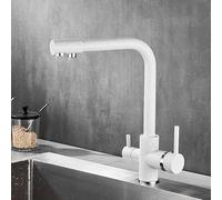 3 Way Kitchen Faucet Chrome Sink Mixer 1 Hole Swivel Spout Inch with Filtered Drinking Water Modern Design Durable Fixture