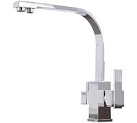 3-Way Kitchen Faucet, Chrome Swivel Spout, 2-Handle Drinking Water Filtration Tap, 3-in-1 Faucet for Oatmeal & Pure Water, Modern Design, & Stylish