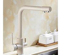 3-Way Kitchen Faucet, Dual Handle, Cold & Hot Water, Rotatable, White, Ideal for Osmosis System, Space-Saving Design, Modern Home Essential