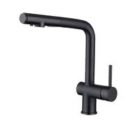 3 Way Kitchen Faucet Extensible Black Kitchen Mixer Tap Single Handle Sink Faucet with Dual Outlets Reverse Osmosis Compatible Modern Design for Home Use