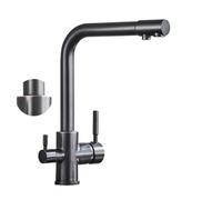 3-Way Kitchen Faucet with 2 Handles Hot & Cold Water Mixer Tap Black Bronze Finish Pure Water Filter for Sink & Stylish Design for Modern Kitchens