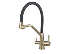 3 Way Kitchen Faucet with 360° Swivel Double Lever Stainless Steel Grifos Cocina Water Filter Tap Drinking Water Faucet with 2 Outlets and Stylish