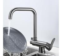3 Way Kitchen Faucet with 360° Swivel Foldable Window Design Brass for Hot & Cold Purified Water Grifo Cocina Abatible Grey Sink Tap