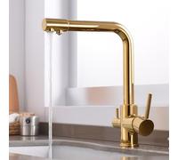 3 Way Kitchen Faucet with 360° Swivel Gold Osmosis Water Filter Tap Dual Handle Hot & Cold Mixer Stylish Grifo Cocina for Modern Kitchens
