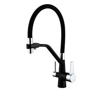 3-Way Kitchen Faucet with 360° Swivel Pull Down Spray Head, 4-in-1 Mixer Tap for Modern Kitchens, White, Water Filter System Compatible
