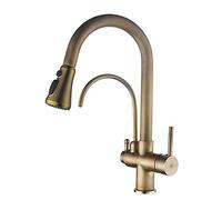 3-Way Kitchen Faucet with Brass Spray Sheets Antique Hot & Cold Rotatable Sink Faucet for Kitchen Elegant Water Mixer Tap Durable and Stylish Kitchenware