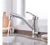 3 Way Kitchen Faucet with Filter 3 in 1 Mixer Tap for Hot & Cold Water Dual Mode Chrome Finish Ideal for Drinking Water & Oatmeal Preparation