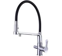3-Way Kitchen Faucet with Pull-Down Spray Head, 2 Modes, Double Handles, 360° Swivel Mixer - Versatile 3-in-1 Water Filter System for Modern Kitchens