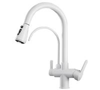 3-Way Kitchen Faucet with Pull Down Sprayer Brushed Nickel 2 Spray Modes Swivel Design Modern Sink Tap for Easy Cleaning and Cooking