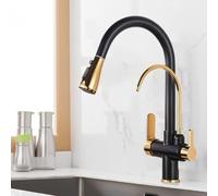 3-Way Kitchen Faucet with Pull-Down Sprayer Brushed Nickel Swan Neck Mixer Tap Durable Drinking Water Faucet Stylish and Functional Easy to Install