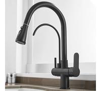 3-Way Kitchen Faucet with Pull-Down Sprayer Brushed Nickel Swan Neck Tap Drinking Water Mixer Stylish and Functional Kitchen Sink Faucet