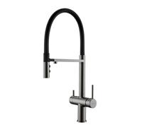 3-Way Kitchen Faucet with Pull-Down Sprayer Dual Handle Drinking Water Filter Mixer Tap Gray Finish - Ideal for Home & Office Easy Installation Design