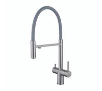 3-Way Kitchen Faucet with Pull-Down Sprayer Flexible Neck Brushed el h Modern Sink Mixer for Kitchen Renovat and Home Improvement