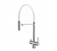 3-Way Kitchen Faucet with Pull Down Sprayer Flexible Spout Brushed el & White h Modern Sink Mixer Tap for Easy Cleaning & Design