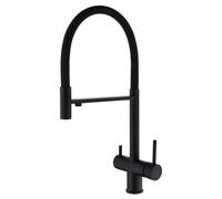 3-Way Kitchen Faucet with Pull Down Sprayer Flexible Spout Matte Black Sink Mixer Tap for Modern Kitchen High Arc Design Easy Inllat Construct