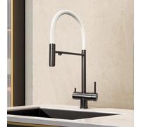3-Way Kitchen Faucet with Pull-Down Sprayer Flexible Spout Modern Gray & White Design Perfect for Sink & Kitchen Mixer Tap