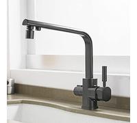 3-Way Kitchen Faucet with Swivel Spout, 3-in-1 Mixer for Pure Drinking Water, Chrome & Black Finish, Single Mode Filtered Water Outlet, Modern Kitchen Tap
