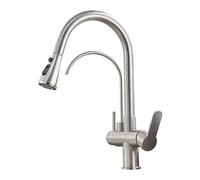 3-Way Kitchen Faucet with Swivel Sprayer, Brass Touch Water Mixer, Extendable Chrome Finish, Perfect for Home & Restaurant Use - LWX