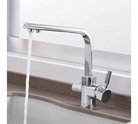 3-Way Kitchen Faucet with Water Filter, 2-Lever Mixer Tap, 3-in-1 Black Chrome Design, Single-Player Mode, Easy Installation - Perfect for Home Use