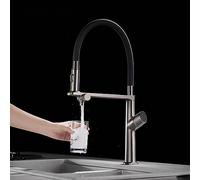 3-Way Kitchen Faucet with Water Filter 2-Mode Pull-Down Sprayer Flexible Single Lever Sink Mixer Tap Chrome Finish Extendable 3-in-1 Design for Easy Use