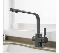 3-Way Kitchen Faucet with Water Filter 3-in-1 Mixer Tap Dual Lever Design Black Water Purifier Faucet for Home Kitchen Easy Installation Stylish & Functional