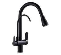 3-Way Kitchen Faucet with Water Filter, 360° Pull-Out Spray, 2 Flow Modes, Stylish Black Finish, Perfect for Modern Kitchens, Sleek Design, Easy Installation