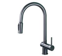3-Way Kitchen Faucet with Water Filter, High Arc Swan Neck Design, Pull-Down Sprayer, Brass Construction, White (Gray) - Perfect for Home & Kitchen Use