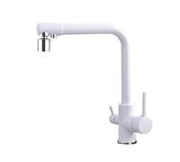 3-Way Kitchen Faucet with Water Filter, Swivel 1-Hole Design, Dual Mode, Brushed Black & Chrome Finish, Durable & Stylish Tap for Modern Kitchens