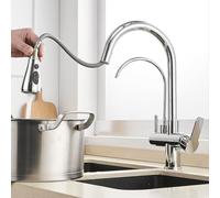 3 Way Kitchen Sink Filter Faucet 1 Hole Rotatable Tap 3 Inch Drinking Water Filtration System White Color Enhance Your Home Water Quality