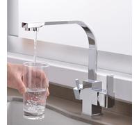 3 Way Kitchen Sink Mixer Tap, Tri-Flow Water Filter Faucet, Retro Design for Drinking Water