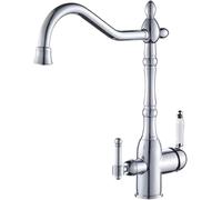 3 Way Kitchen Tap Filter, Dual Lever 360° Swivel Spout, Chrome Finish, Convenient Drinking Water Sink Taps for Home Kitchen Use, Easy Installation
