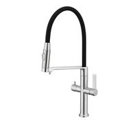 3 Way Kitchen Tap Pull Out Stainless Steel 2 Handles Kitchen Taps Flexible Swivel-Brushed