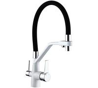 3-Way Kitchen Tap Universal Water Filter Tap with 360° Swivel Spout Multi-Function Chrome Mixer for Under-Sink Reverse Osmosis Stylish White Kitchen Faucet (Kitchen Taps White)