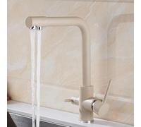 3-Way Kitchen Tap with 360° Swivel, 2 Water Outlets & Drinking Water Filter, Beige Mixer Tap for Kitchen Sink - Versatile & Space-Saving Solution