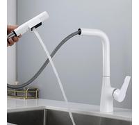 3 way kitchen tap with pull out spray, kitchen mixer tap cold water hot water purified water 3 in 1 swivel brass kitchen sink tap-white