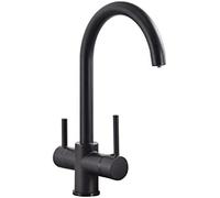 3-Way Kitchen Water Faucet Filter - 3-in-1 Drinking Water Mixer with 360° Swivel Spout, Chrome Finish, Purified Water for Sink, Perfect for Oatmeal & Beverages (Black B)