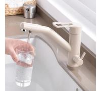 3-Way Kitchen Water Filter Tap, 3-in-1 Sink Mixer with Single Lever, Oatmeal Finish, Hot/Cold Drinking Water Faucet for Home Kitchen Use