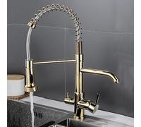3 Way Kitchen Water Filter Tap Dual Lever Mixer with 360° Swivel for Sink Pull Out Drinking Water Solution