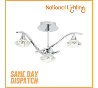 Ensora Lighting Tara Crystal 3 Light Semi Flush Ceiling Light, Silver