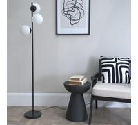 3 Way Metal Floor Lamp Opal Globe Lampshades Free Standing Living Room Light [EEK: F]