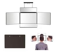 3 Way Mirror + 2 More Mirror, 360 Mirror Self Hair Cut, Portable Adjustable Trifold Mirror With Height Telescoping Hooks for Self Styling and Hair Cutting Makeup Shaving | Easy to See Your Back Head
