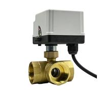 3 Way Motorized Ball Valve Brass Ball Valve Two Line Control with Manual Switch 1Pcs(DN15,L Type_12VDC_CR02)