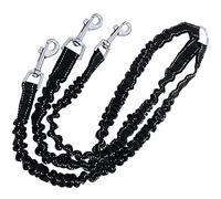 3 Way No-Tangle Triple Coupler Dog Pets Bungee Walking Leash Lead Rope Strap Black